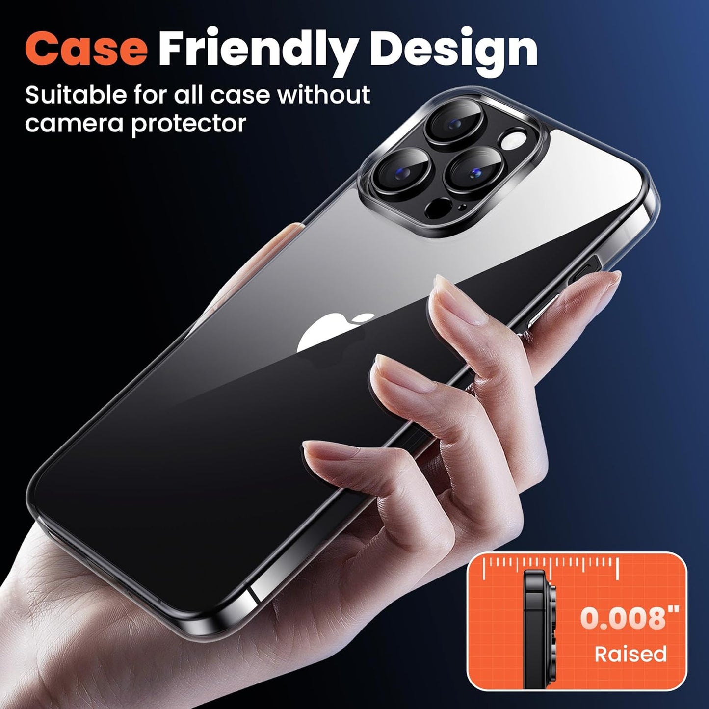 Hoerrye Camera Lens Protector for iPhone 15 Pro & iPhone 15 Pro Max, 9H Tempered Glass Camera Screen Protector, Case-Friendly, Scratch Resistant, Space Titanium