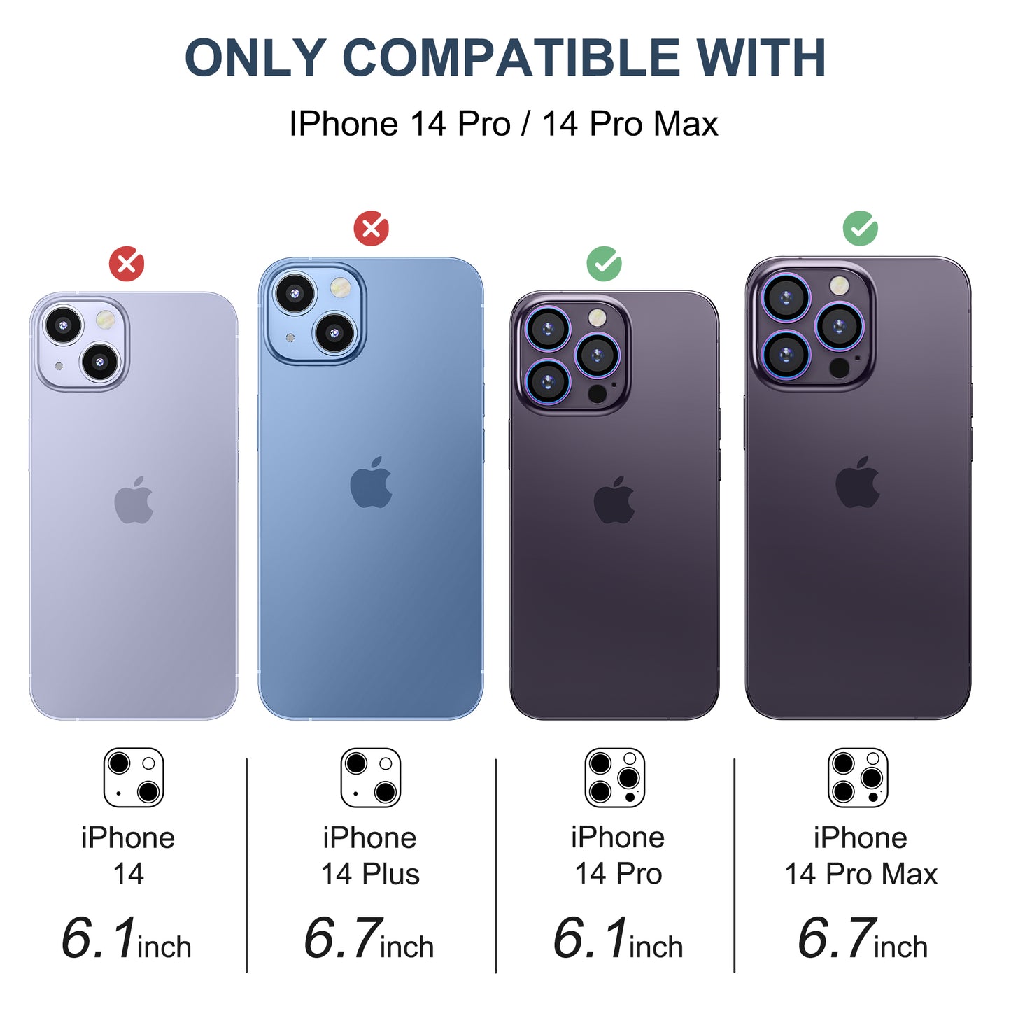 Hoerrye iPhone 14 Pro/iPhone 14 Pro Max Camera Lens Protector Metal Ring Accessories - Colorful