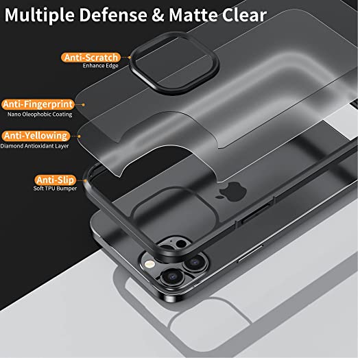 Hoerrye iPhone 13 pro hockproof Matte Clear Case -Matte Black