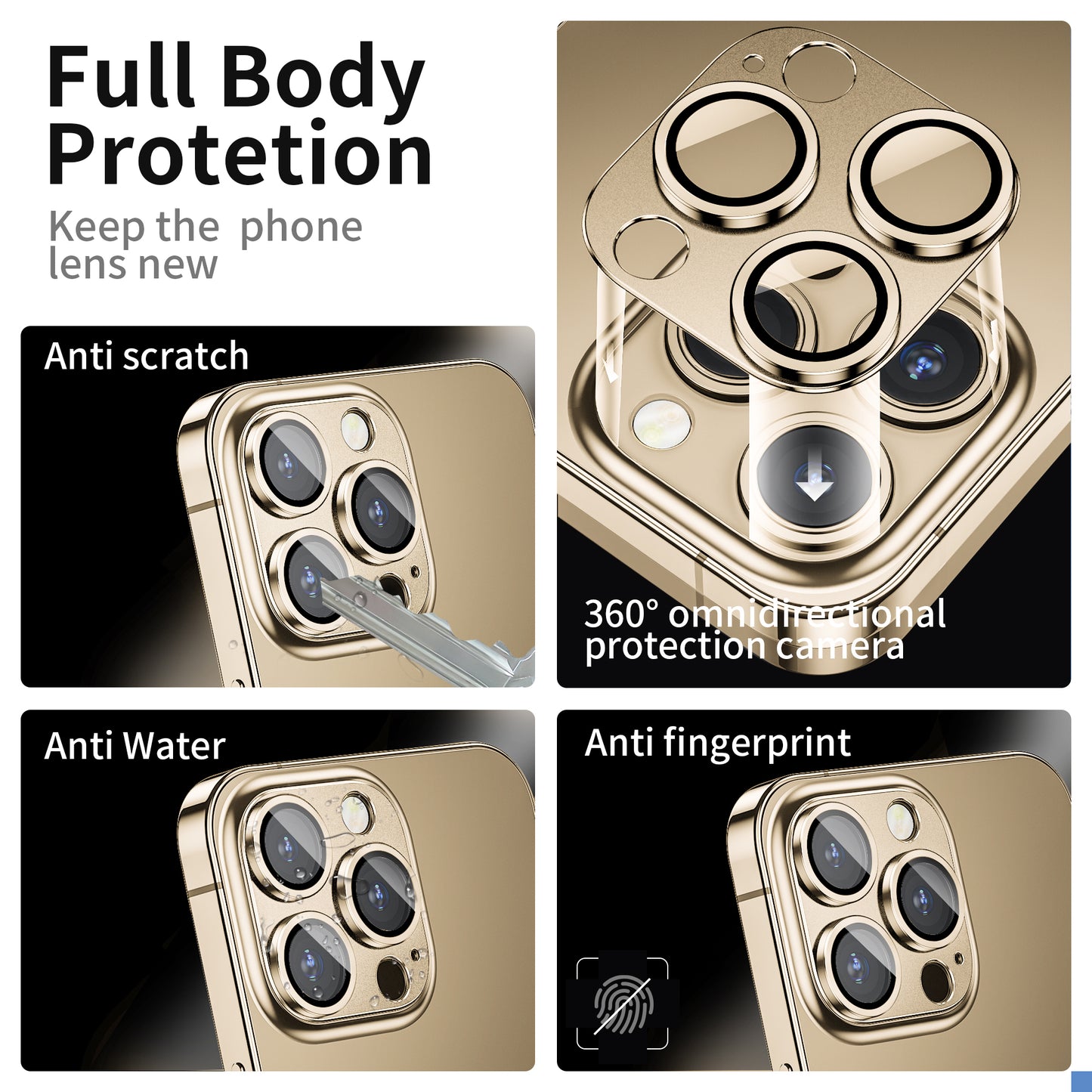 Mansoorr iPhone 14 Pro/iPhone 14 Pro Max Camera Lens Protector -Gold