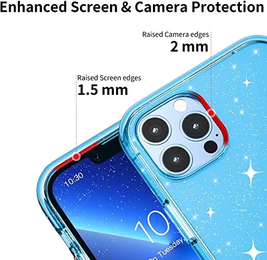 Hoerrye iPhone 12 Pro Max Phone Case , 3 x Camera Lens Protector- Glit