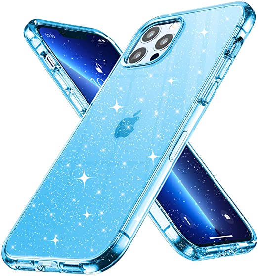 Hoerrye iPhone 13 Pro Max Phone Case for Women Girls -Glitter Blue