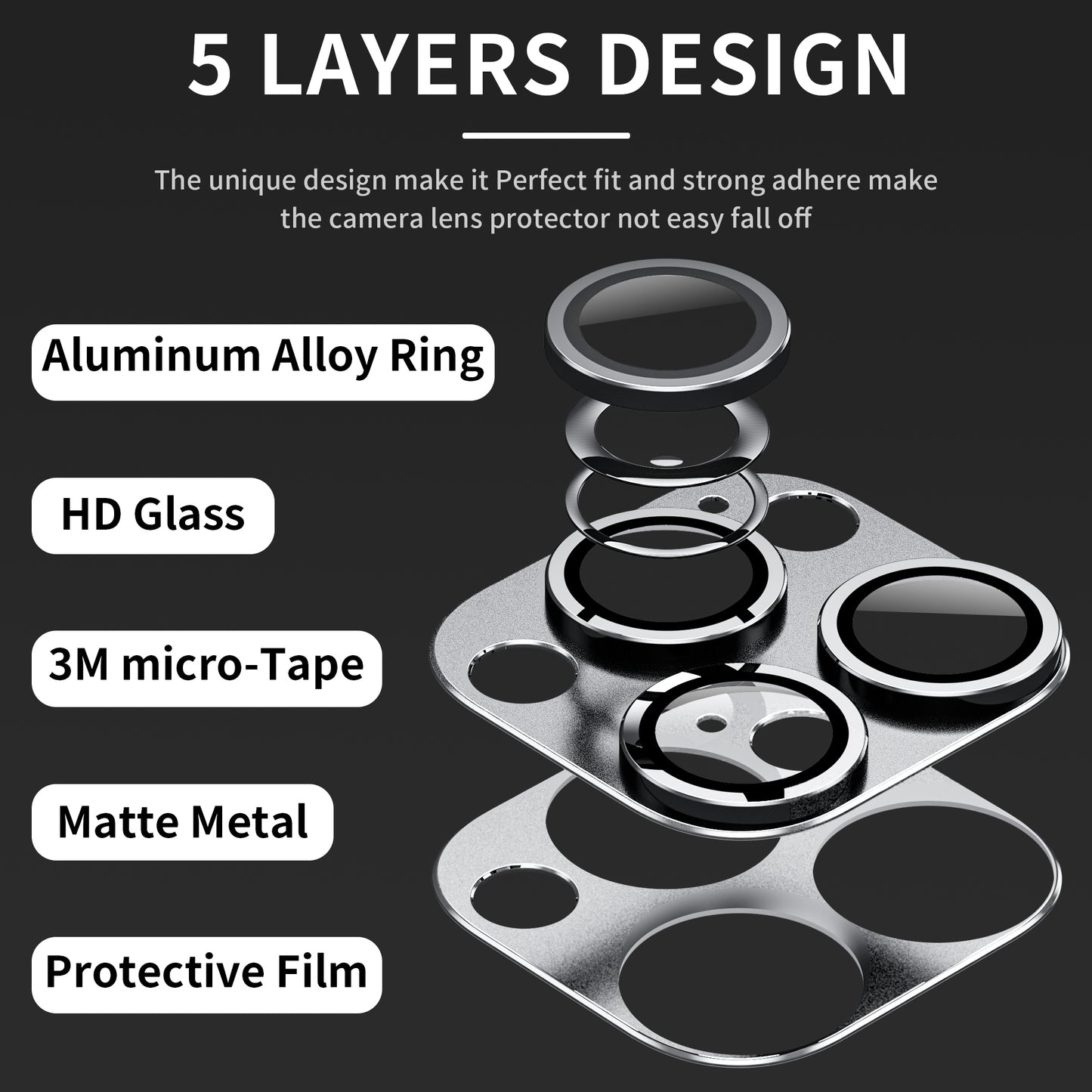 Mansoorr iPhone 14 Pro/iPhone 14 Pro Max Camera Lens Protector -Silver