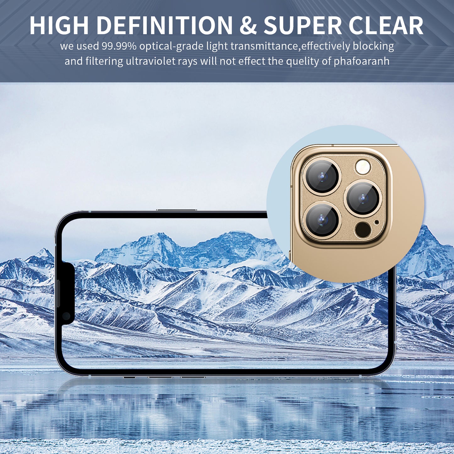 Mansoorr iPhone 14 Pro/iPhone 14 Pro Max Camera Lens Protector -Gold