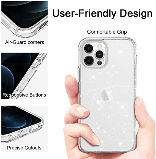 Hoerrye iPhone 12 & iPhone 12 Pro Case -Glitter Clear