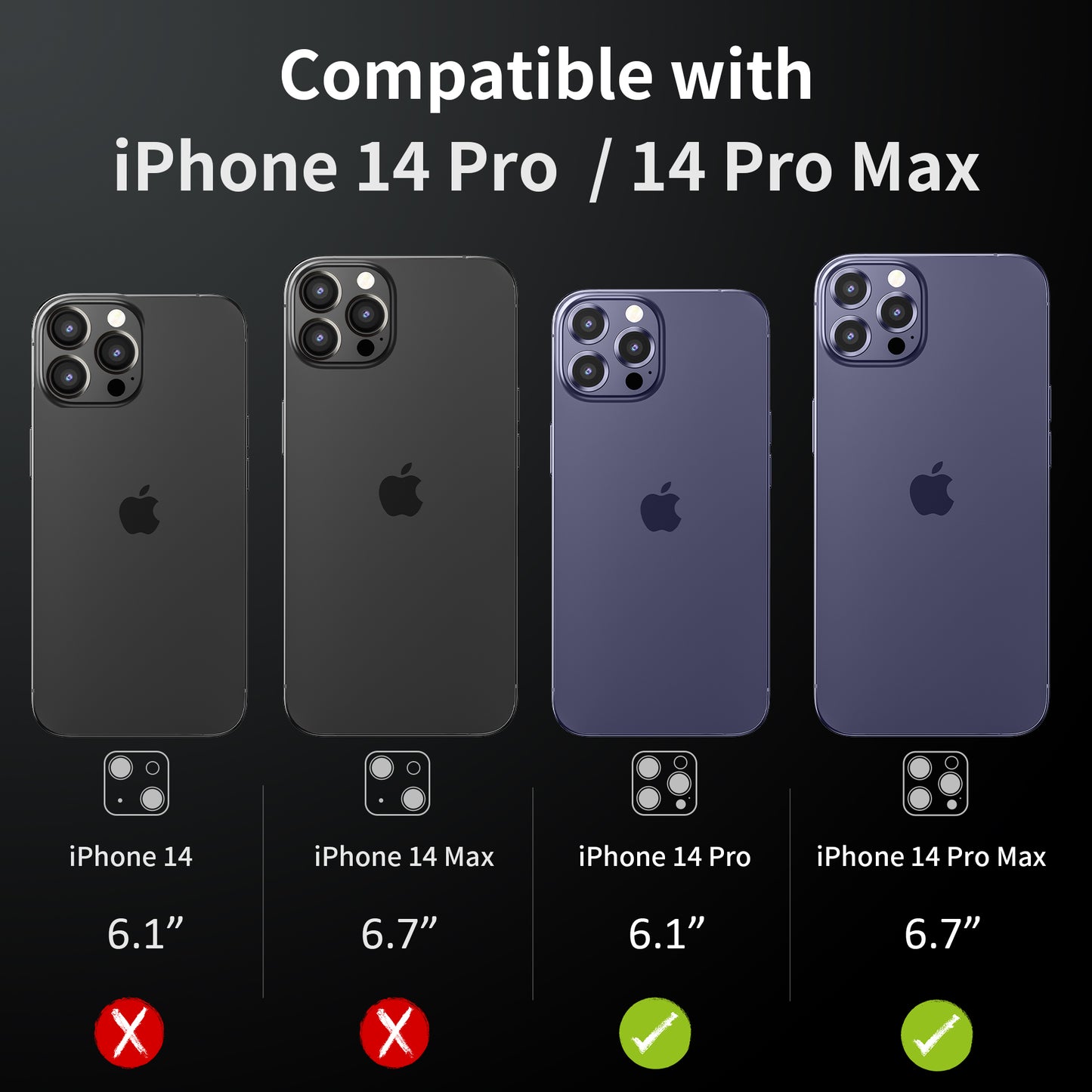 Hoerrye iPhone 14 Pro Max & iPhone 14 Pro Camera Lens Protector -  Deep Purple