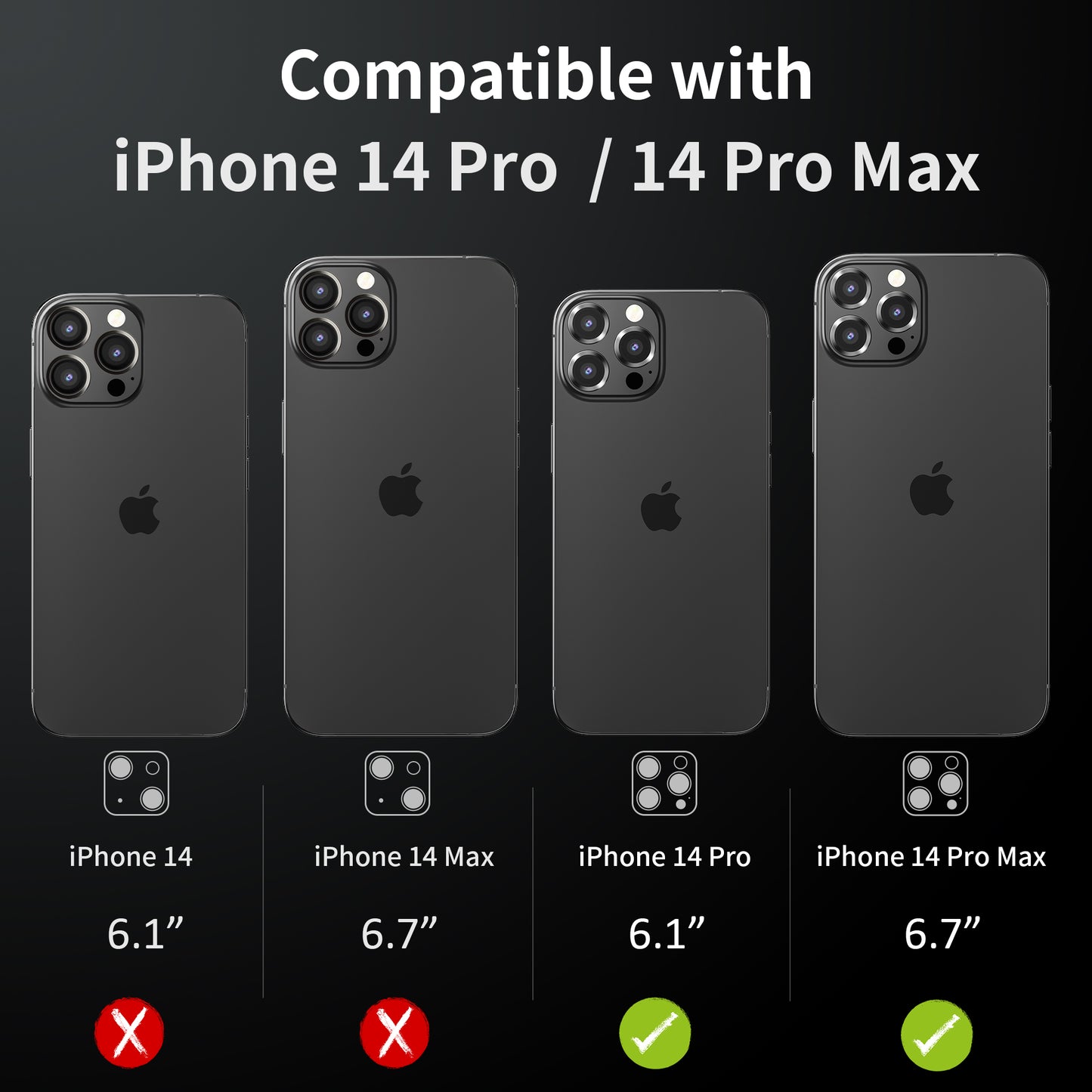 Hoerrye iPhone 14 Pro Max & iPhone 14 Pro Camera Lens Protector - Black