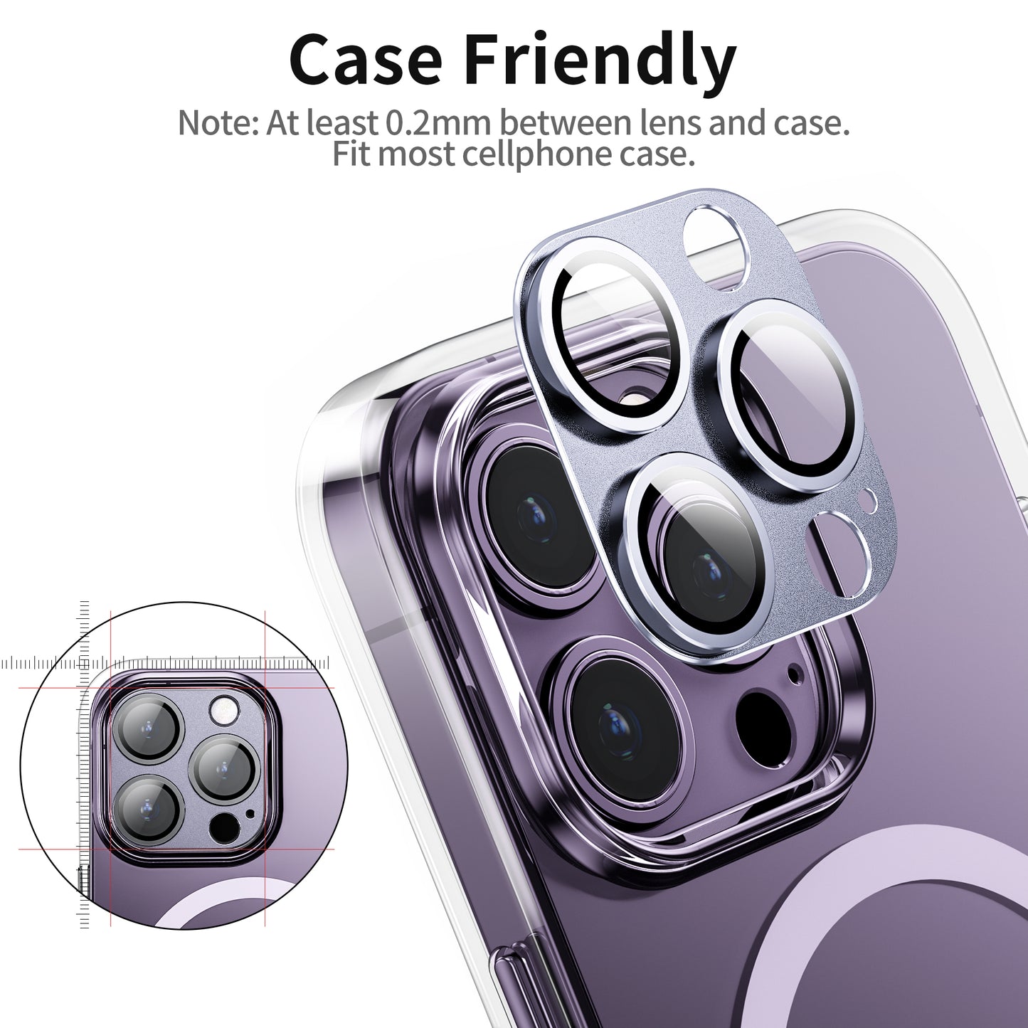 Mansoorr iPhone 14 Pro/iPhone 14 Pro Max Camera Lens Protector -Purple