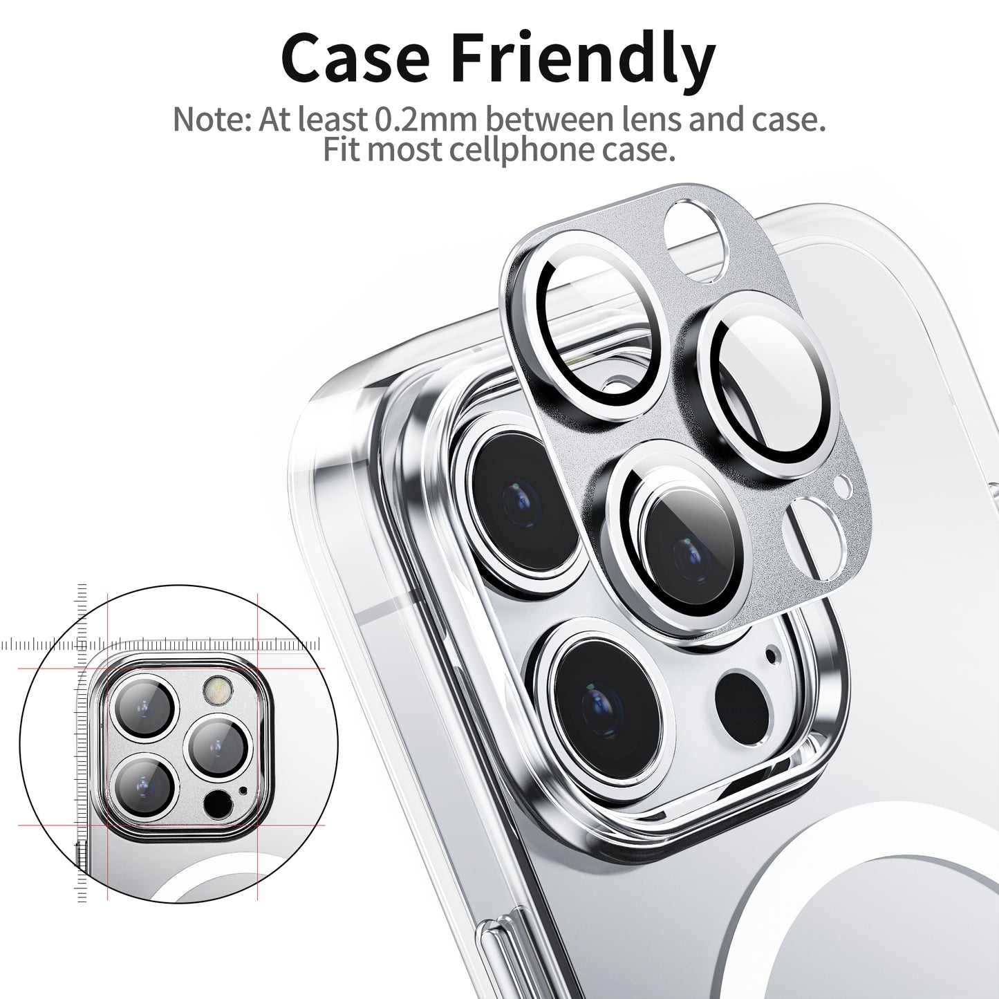 Mansoorr iPhone 14 Pro/iPhone 14 Pro Max Camera Lens Protector -Silver