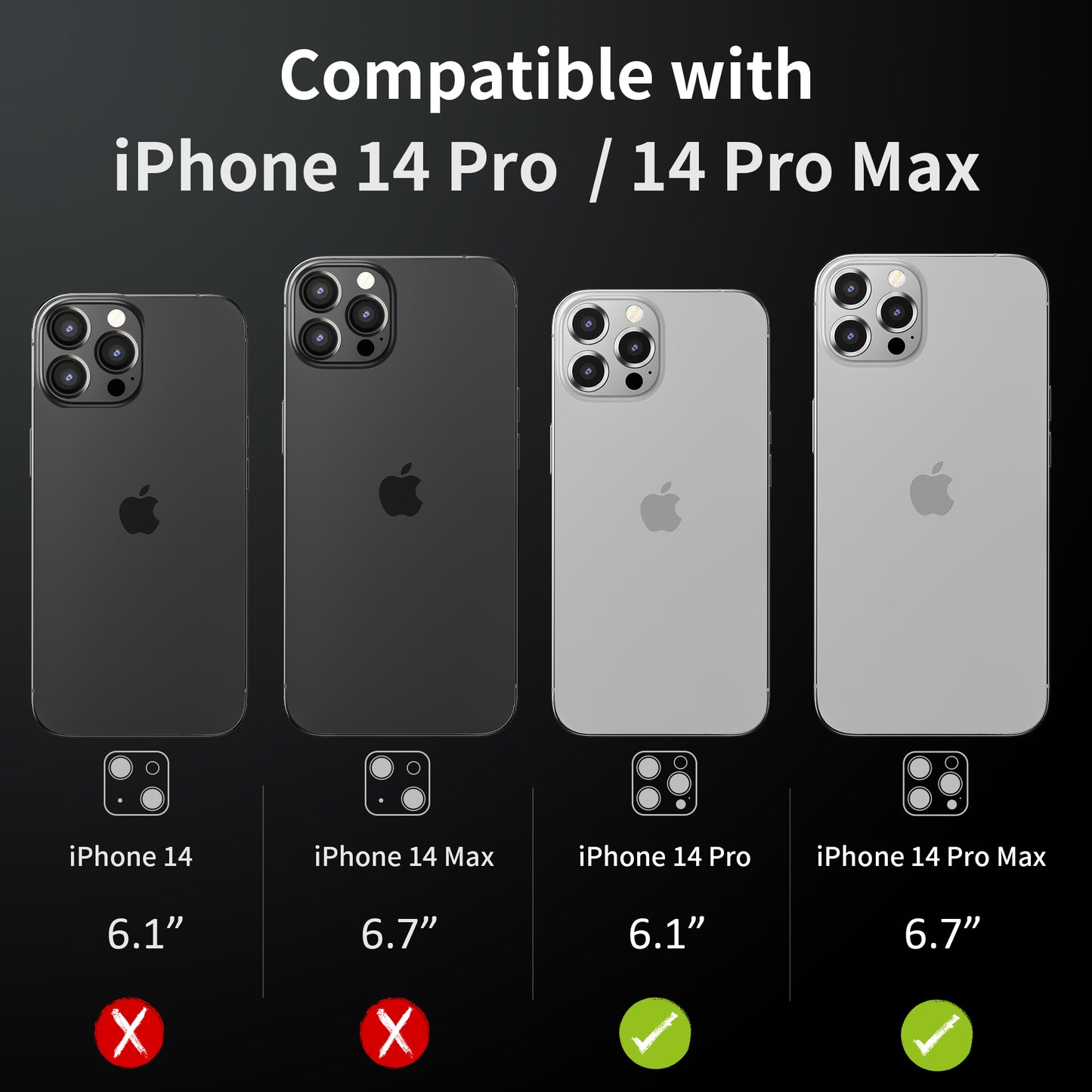 Hoerrye iPhone 14 Pro Max & iPhone 14 Pro Camera Lens Protector - Sliver