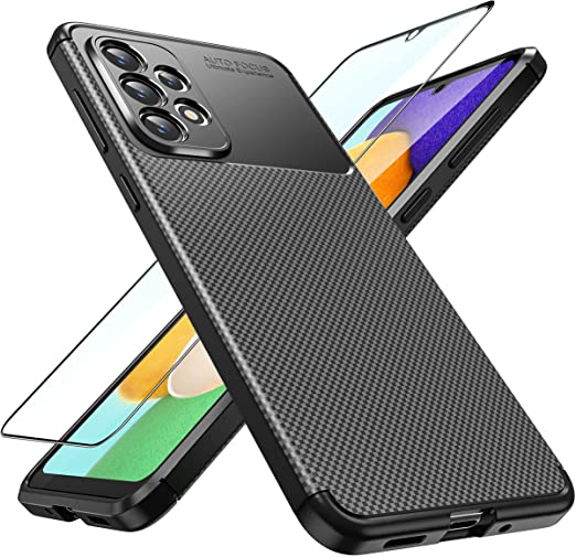 Hoerrye Samsung Galaxy A33 5G Case, Tempered Glass Screen Protector-Black