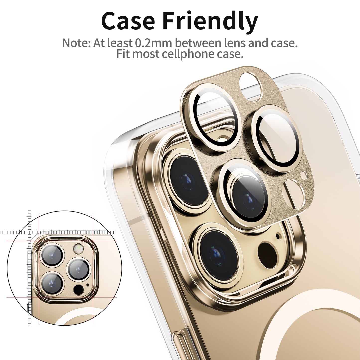 Mansoorr iPhone 14 Pro/iPhone 14 Pro Max Camera Lens Protector -Gold