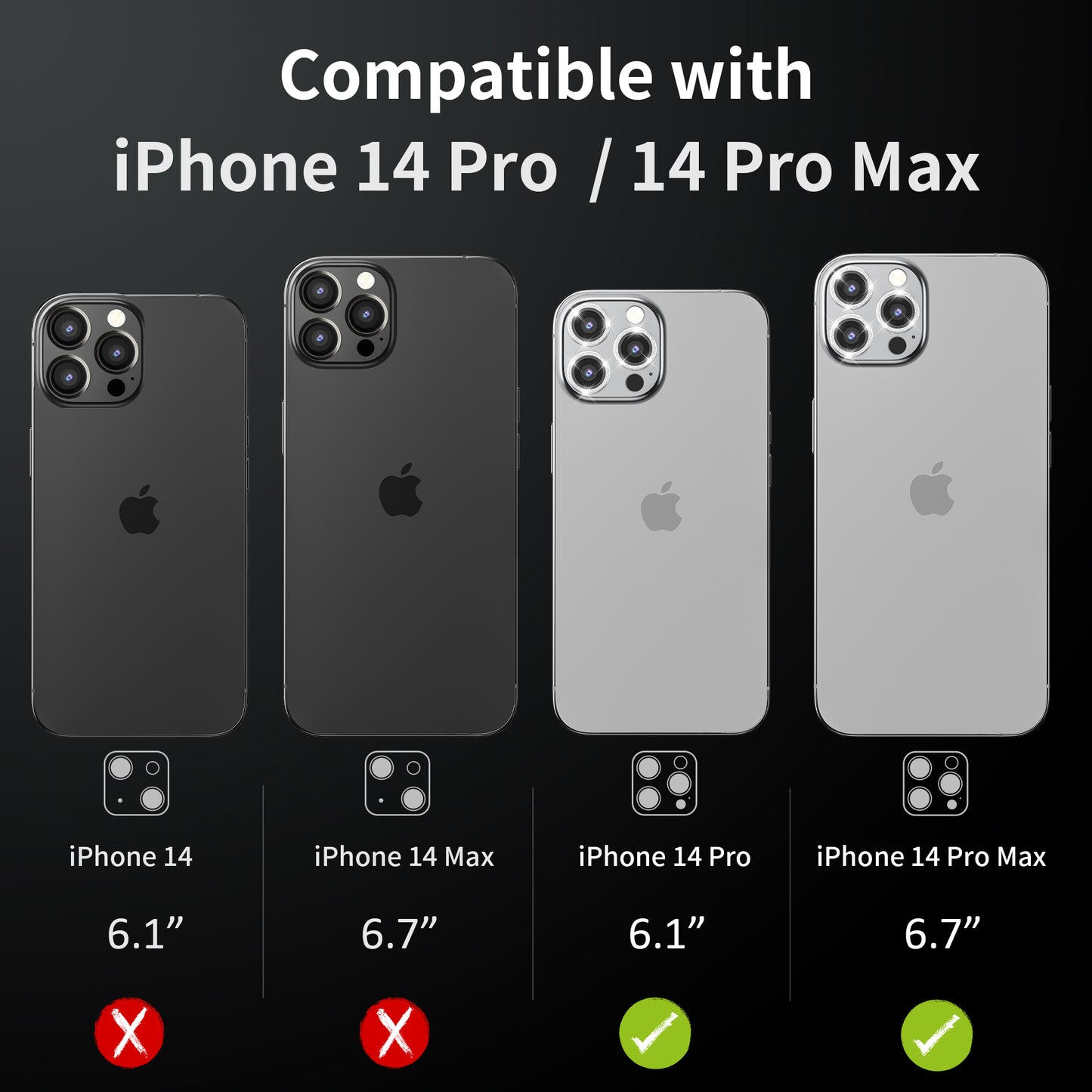 Hoerrye iPhone 14 Pro Max & iPhone 14 Pro Camera Lens Protector -  Bling