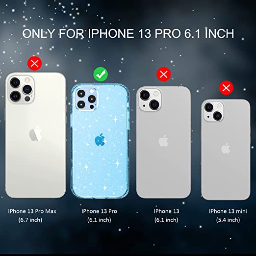 Hoerrye iPhone 13 Pro Case for Women Girls -Glitter Blue