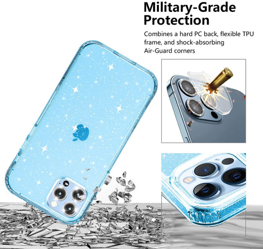 Hoerrye iPhone 13 Pro Max Phone Case, 3 x Camera Lens Protector -Sky Blue