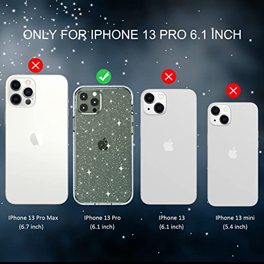 Hoerrye iPhone 13 Pro Case for Women Girls -Glitter Clear