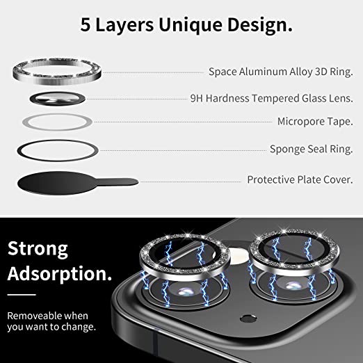 Hoerrye Camera Lens Protector - Black Bling