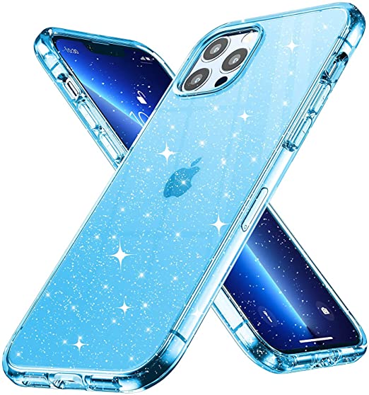 Hoerrye iPhone 13 Pro Case for Women Girls -Glitter Blue