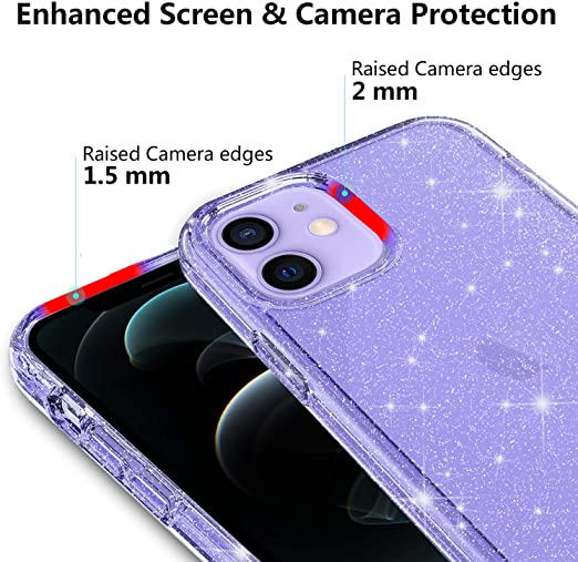 Hoerrye iPhone 12 & iPhone 12 Pro Cute Case -Glitter Purple