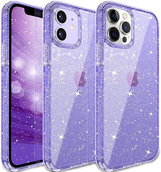 Hoerrye iPhone 12 & iPhone 12 Pro Cute Case -Glitter Purple