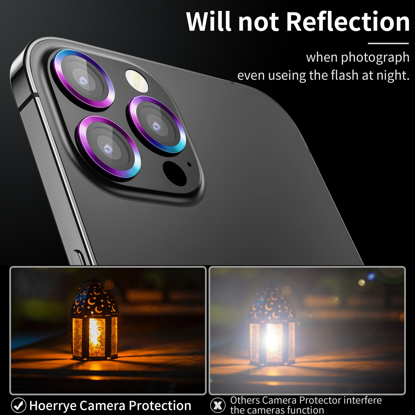 Hoerrye iPhone 14 Pro Max & iPhone 14 Pro Camera Lens Protector - Colorful