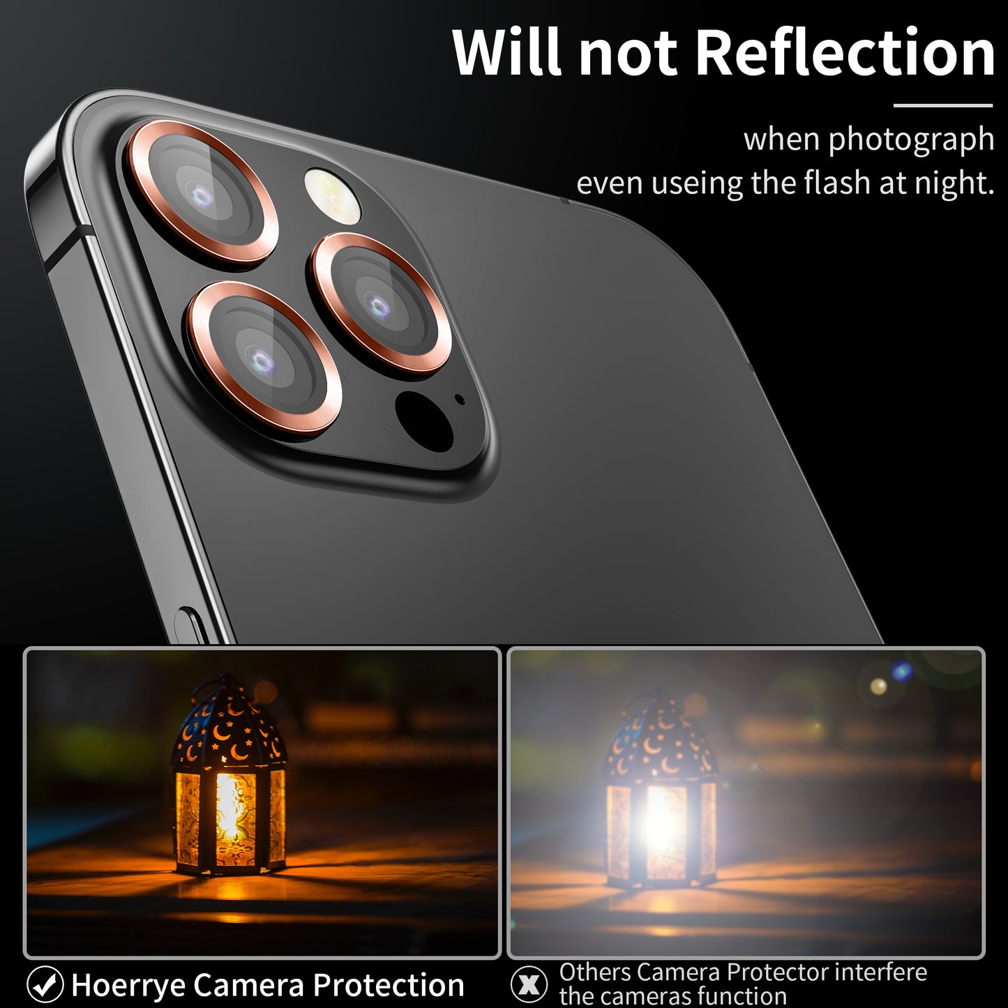 Hoerrye iPhone 14 Pro Max & iPhone 14 Pro Camera Lens Protector - Orange