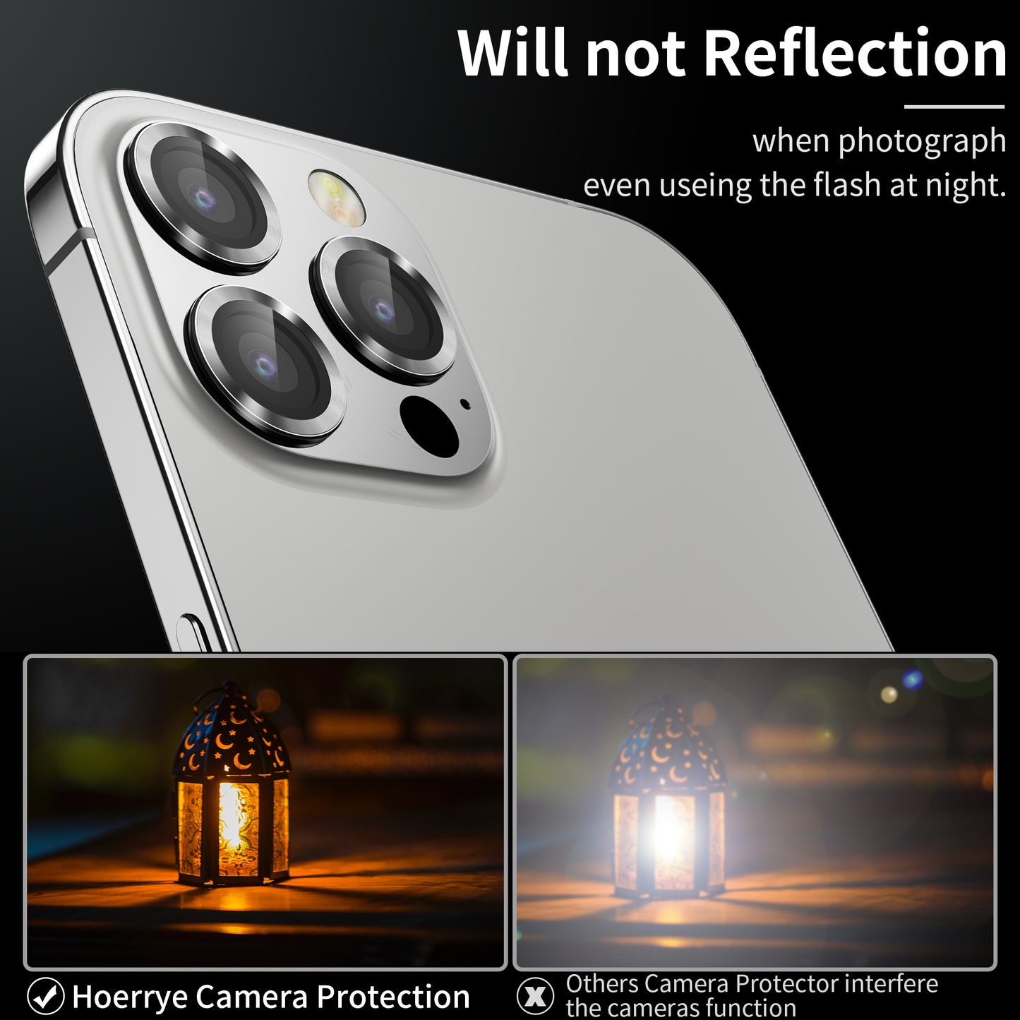 Hoerrye iPhone 14 Pro Max & iPhone 14 Pro Camera Lens Protector - Sliver