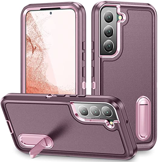 Hoerrye Samsung Galaxy S22 Case with Kickstand -Purple-Pink