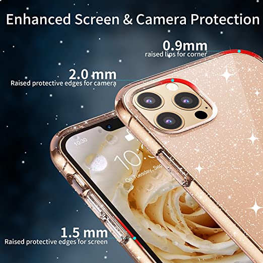 Hoerrye iPhone 13 Pro Case for Women Girls -Glitter Rose Gold