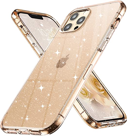 Hoerrye iPhone 13 Pro Case for Women Girls -Glitter Rose Gold