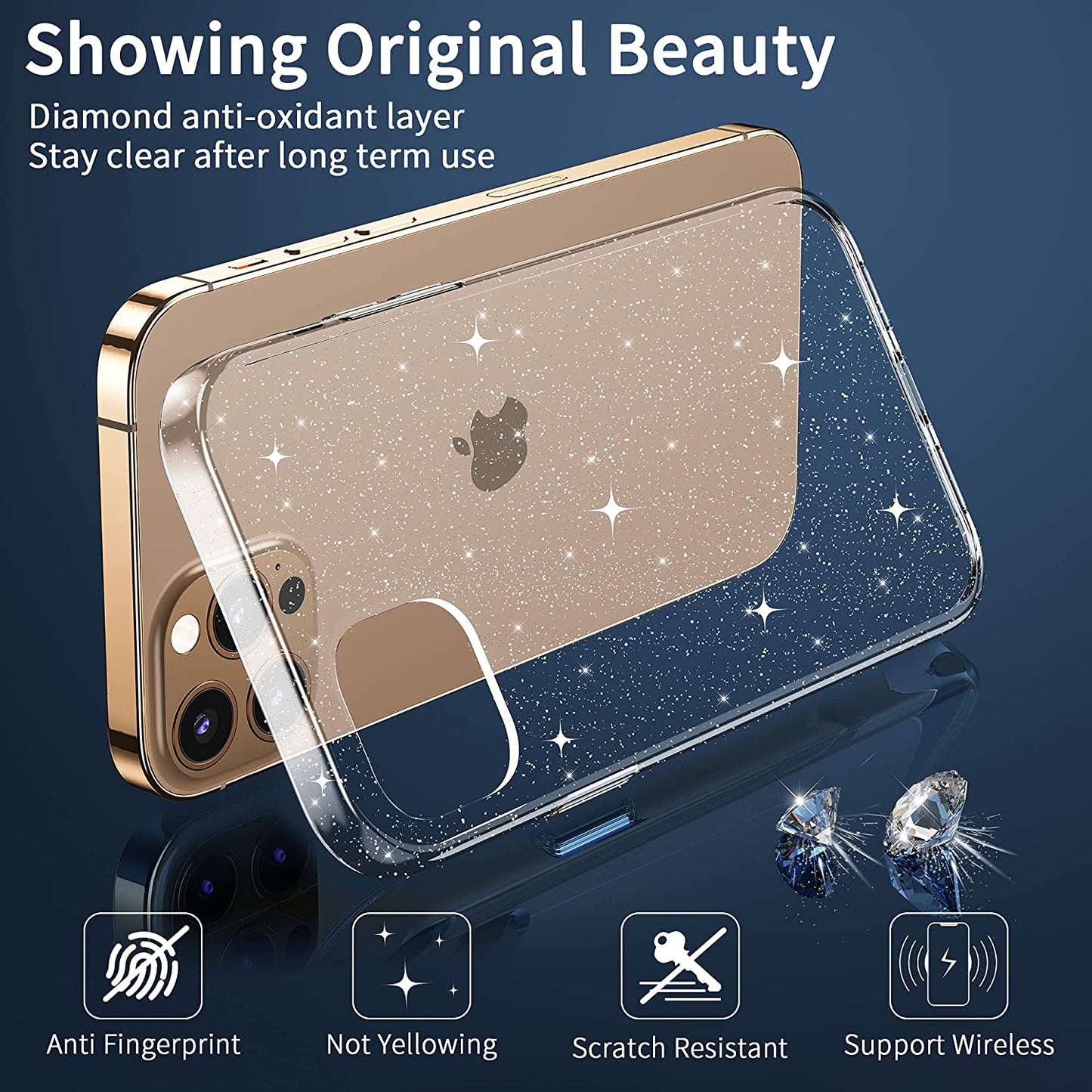 Hoerrye iPhone 13 Pro Phone Case for Women Girls -Glitter Clear