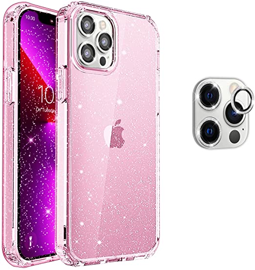 Hoerrye iPhone 13 Pro Max Phone Case, 3 x Camera Lens Protector -Pink