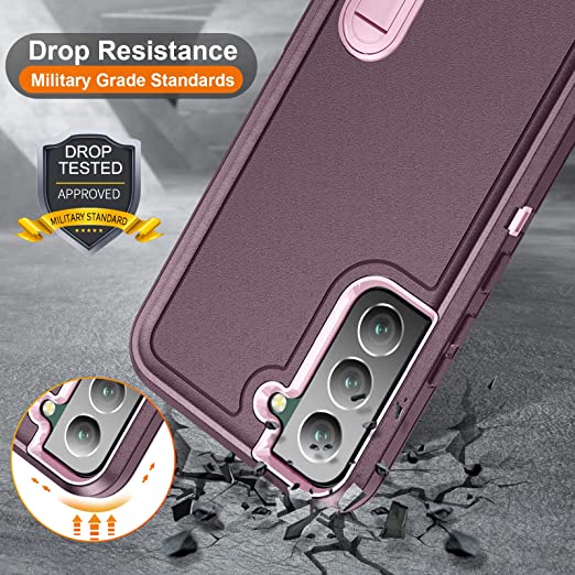 Hoerrye Samsung Galaxy S22 Case with Kickstand -Purple-Pink