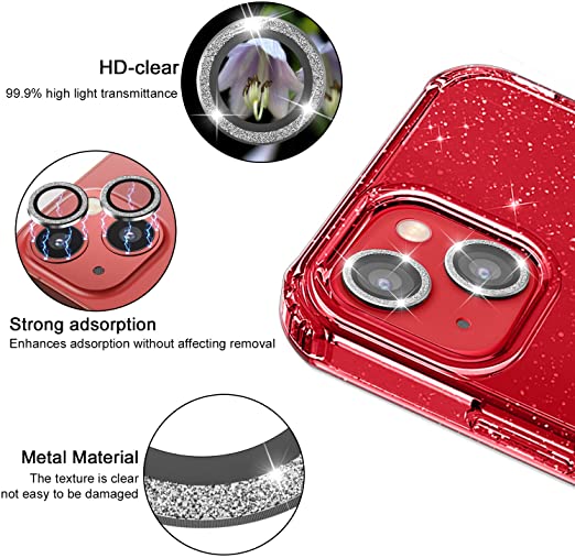 Hoerrye iPhone 13 Case, 2 x Camera Lens Protector-Glitter Clear